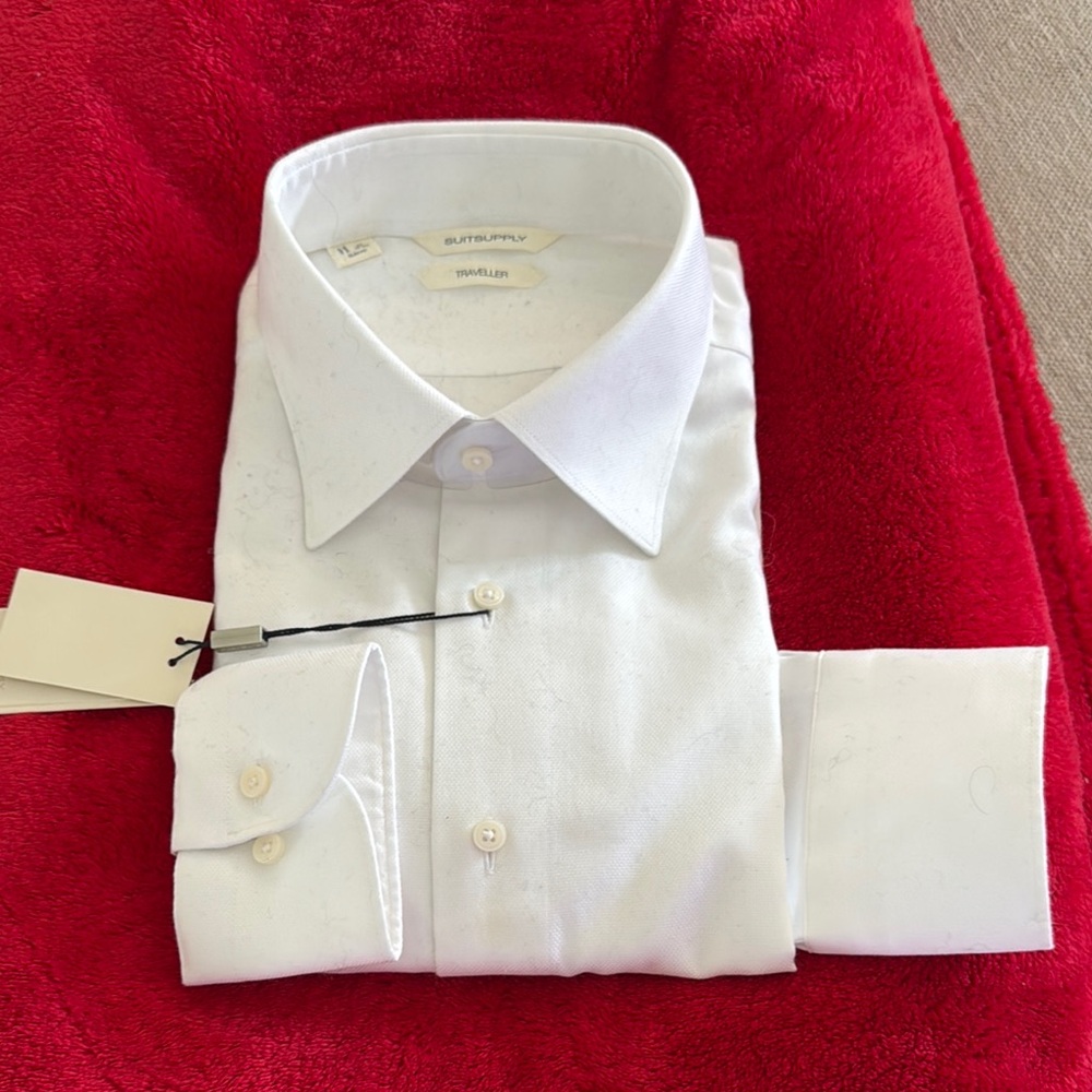 Suitsupply White Dress Shirt with Textured Fabric